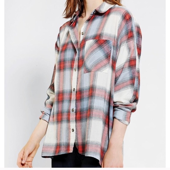 Plaid button down w/ lace back - Picture 3 of 3